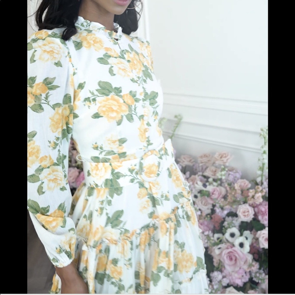 Rachel Parcell Summer Yellow Floral Dress Like New. Size Large